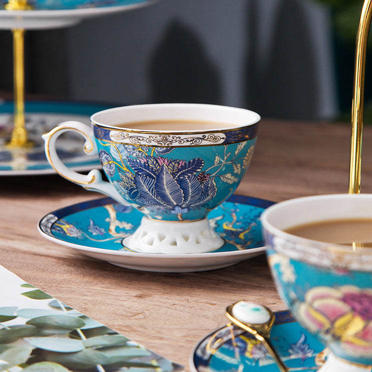 INGRI Skagen Series - Handcrafted Bone China Floral Relief Tea Set - Je t'aime Resolute