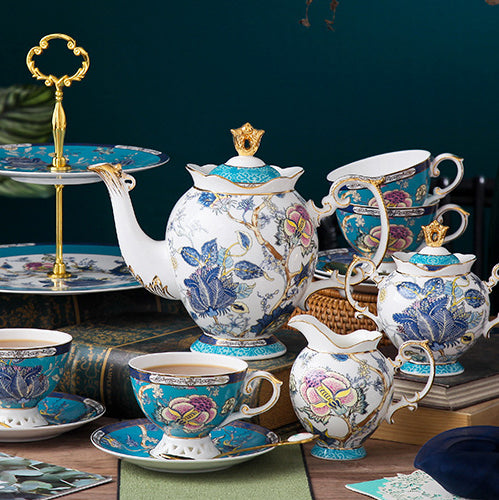 INGRI Skagen Series - Handcrafted Bone China Floral Relief Tea Set - Je t'aime Resolute