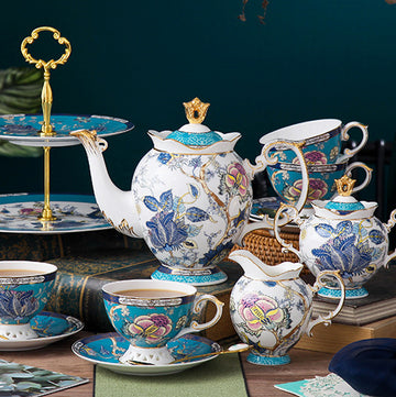 INGRI Skagen Series - Handcrafted Bone China Floral Relief Tea Set - Je t'aime Resolute