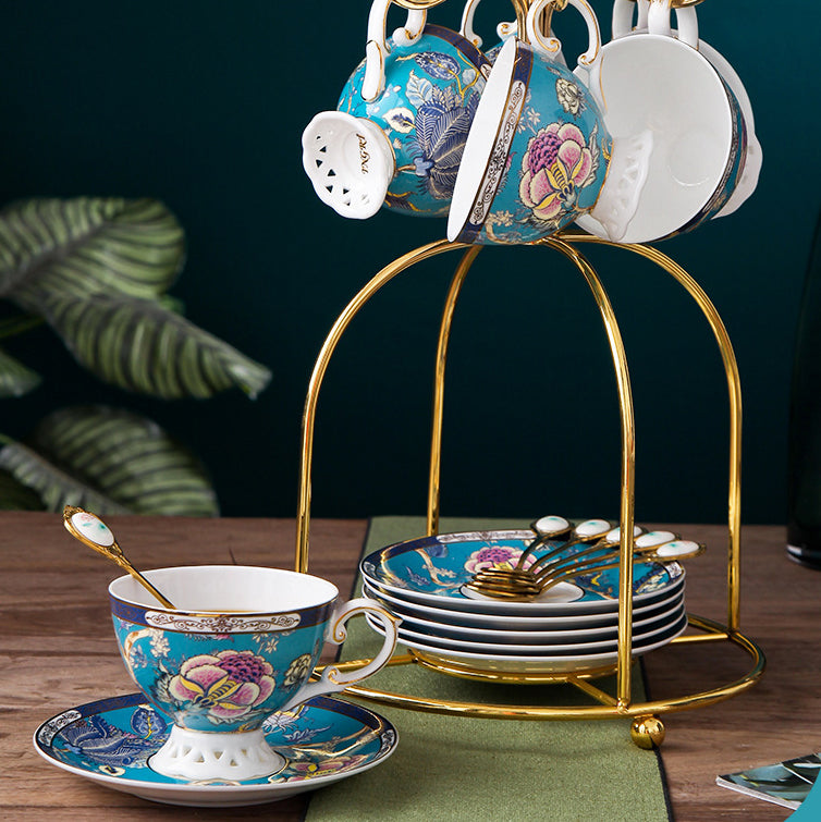 INGRI Skagen Series - Handcrafted Bone China Floral Relief Tea Set - Je t'aime Resolute