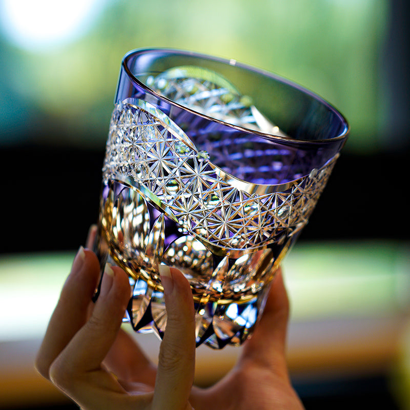 Edo Kiriko Handcrafted Prism Whisky Glass With Wooden Box - Je t'aime Resolute