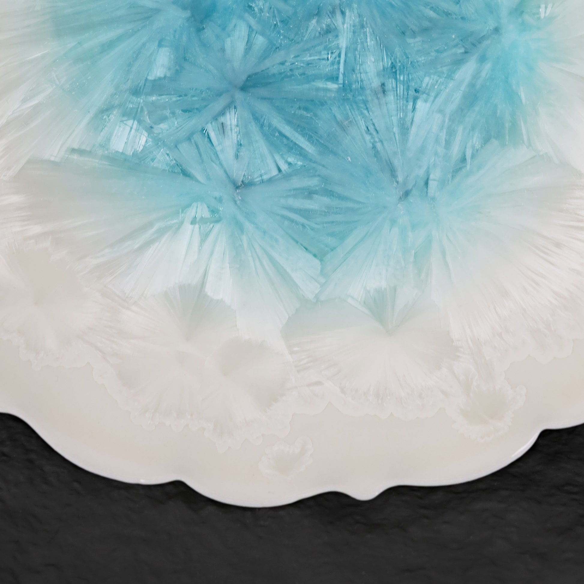 Forzen Lake | Floral Edge Handmade Ceramic Crystalline Glaze Mini Dessert Plate - Je t'aime Resolute