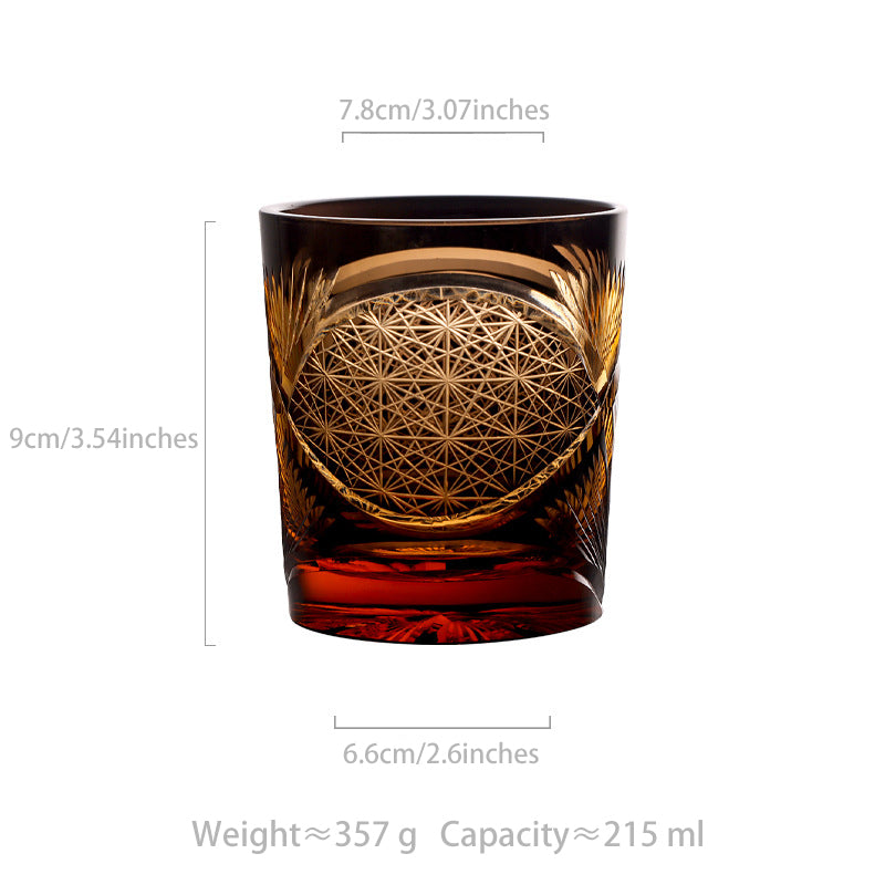 Edo Kiriko Crane Feather Whisky Glass With Wooden Box - Je t'aime Resolute