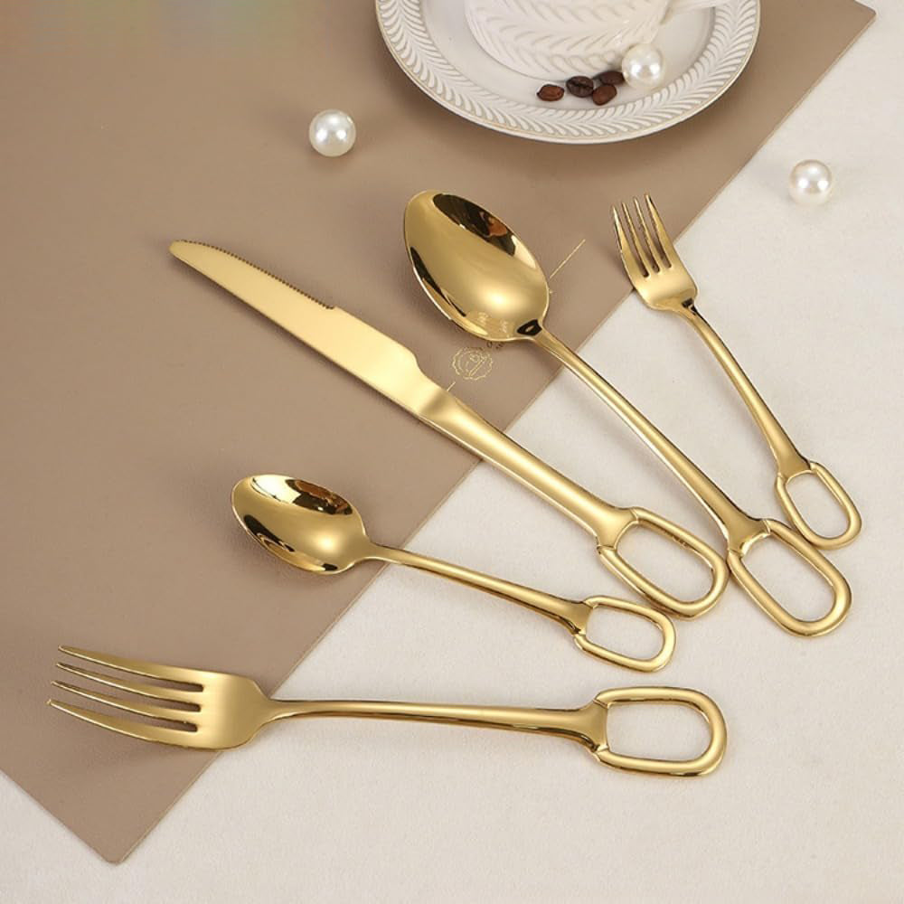JR Ring-Handled Stainless Steel Cutlery Set (6 pcs) - Je t'aime Resolute