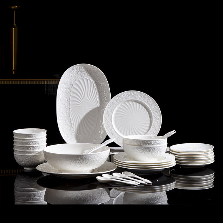 INGRI White Embossed Series – Handcrafted Bone China Tableware - Je t'aime Resolute