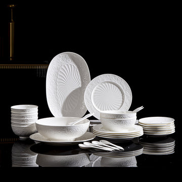 INGRI White Embossed Series – Handcrafted Bone China Tableware - Je t'aime Resolute