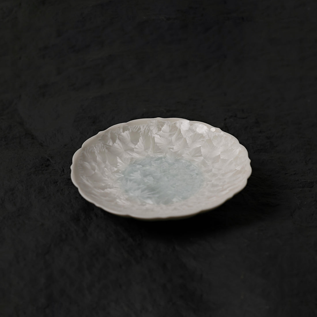 Ice White-Blue Crystalline Glaze Petite Plates - Je t'aime Resolute