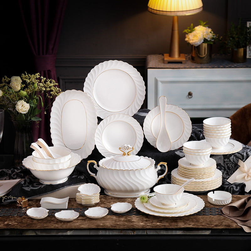 INGRI Pure White Series - Handcrafted Bone China Tableware Set - Je t'aime Resolute
