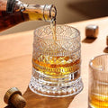 JR Handcrafted 360° Rotating Embossed Crystal Whiskey Tumbler Glass - Je t'aime Resolute