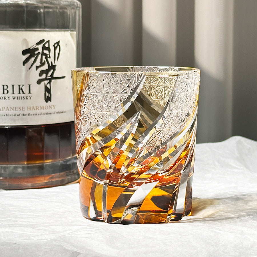 Edo Kiriko Whiskey Glass Crystal Glass Whiskey Cup Spirits Glass Home Use Water Glass - Je t'aime Resolute