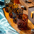 Edo Kiriko Handcrafted Amber Black Lightning Whisky Glass With Wooden Box - Je t'aime Resolute