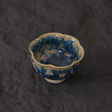Indigo Bloom | Handmade Flower-Shaped Ceramic Crystalline Glaze Teacup - Je t'aime Resolute