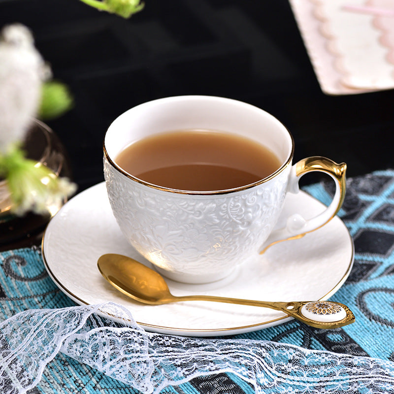 INGRI Floral Embossed Series - Handcrafted Bone China Tea Set with Gift Box - Je t'aime Resolute