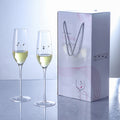 JR Handcrafted Diamond-Engraved Crystal Champagne Glass Set with Gift Box - Je t'aime Resolute