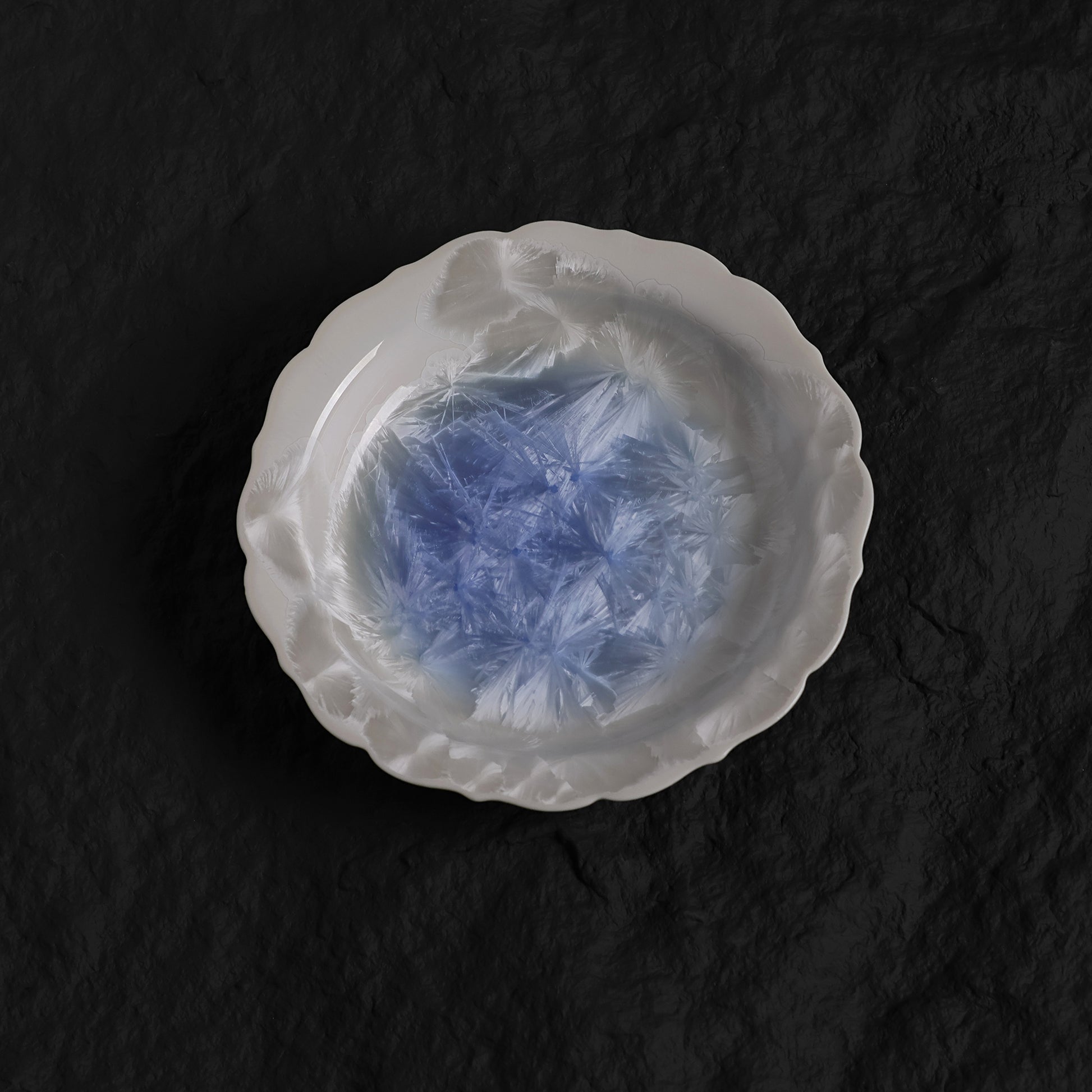 Marine Blue  Crystalline Glaze Dessert Plates - Je t'aime Resolute