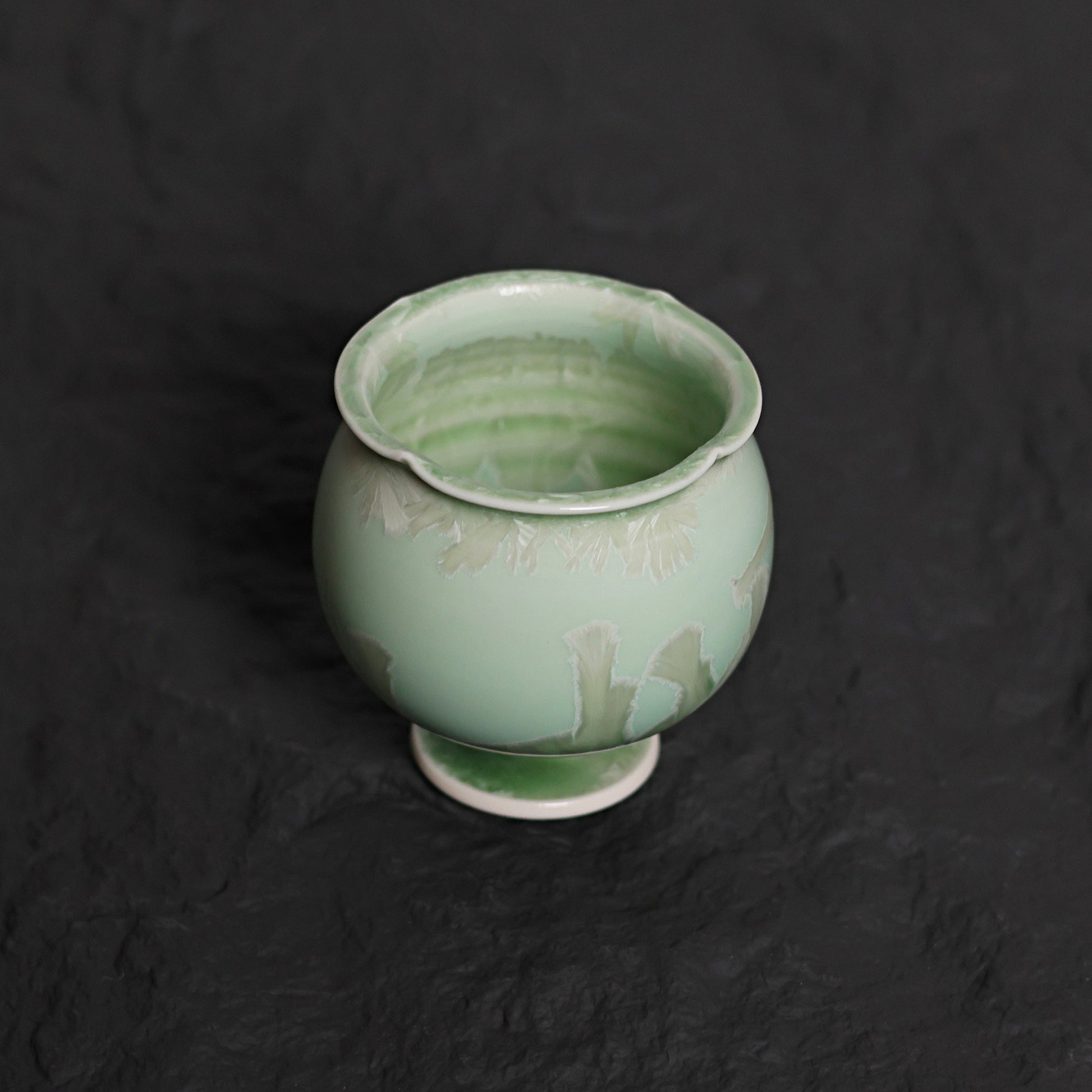 Pistachio Green Crystalline Glaze Condiment Dish – 1.97” Handmade Ceramic Sauce Dish - Je t'aime Resolute