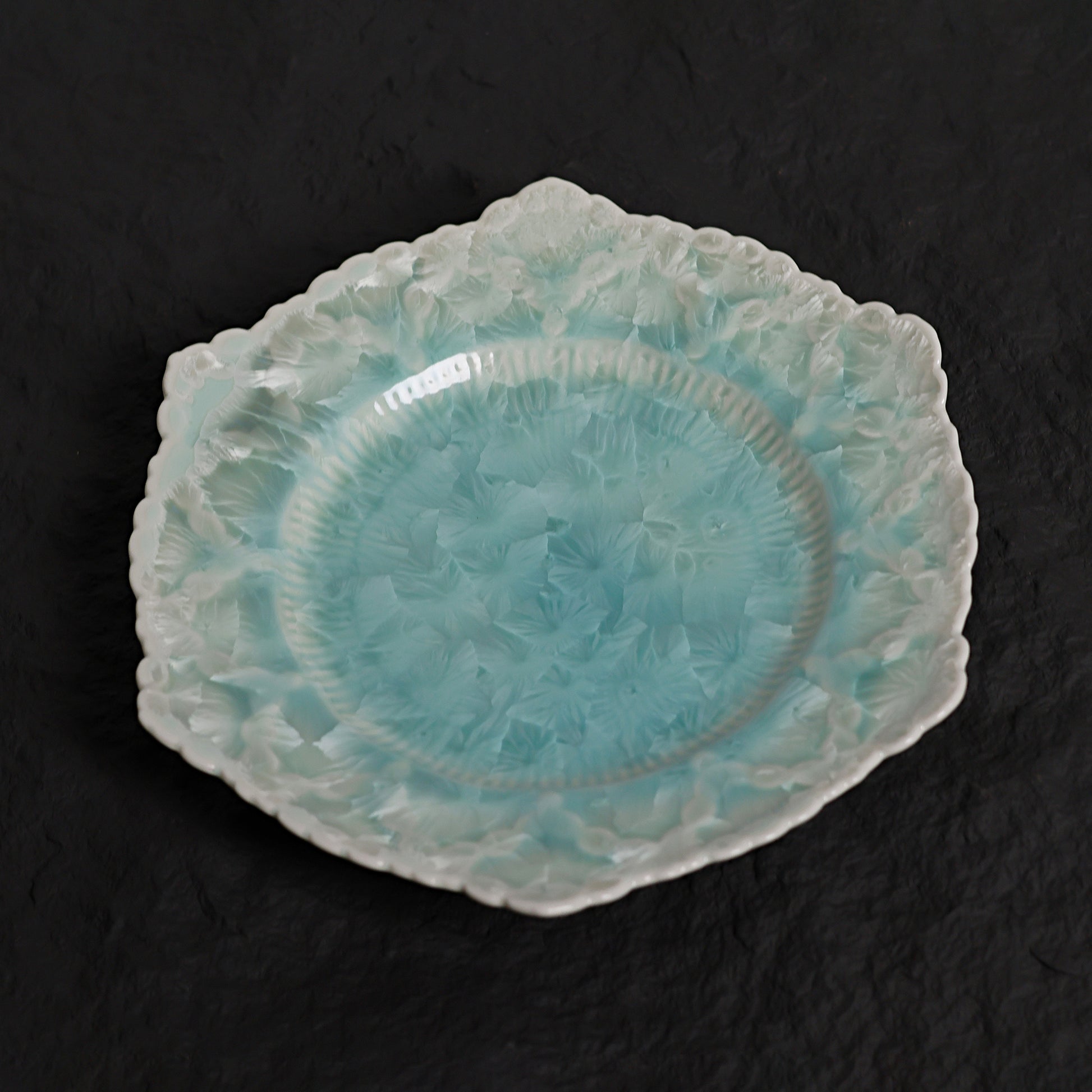 Ice Blue Dinner Plate – 20” Hexagonal Handmade Ceramic Plate - Je t'aime Resolute