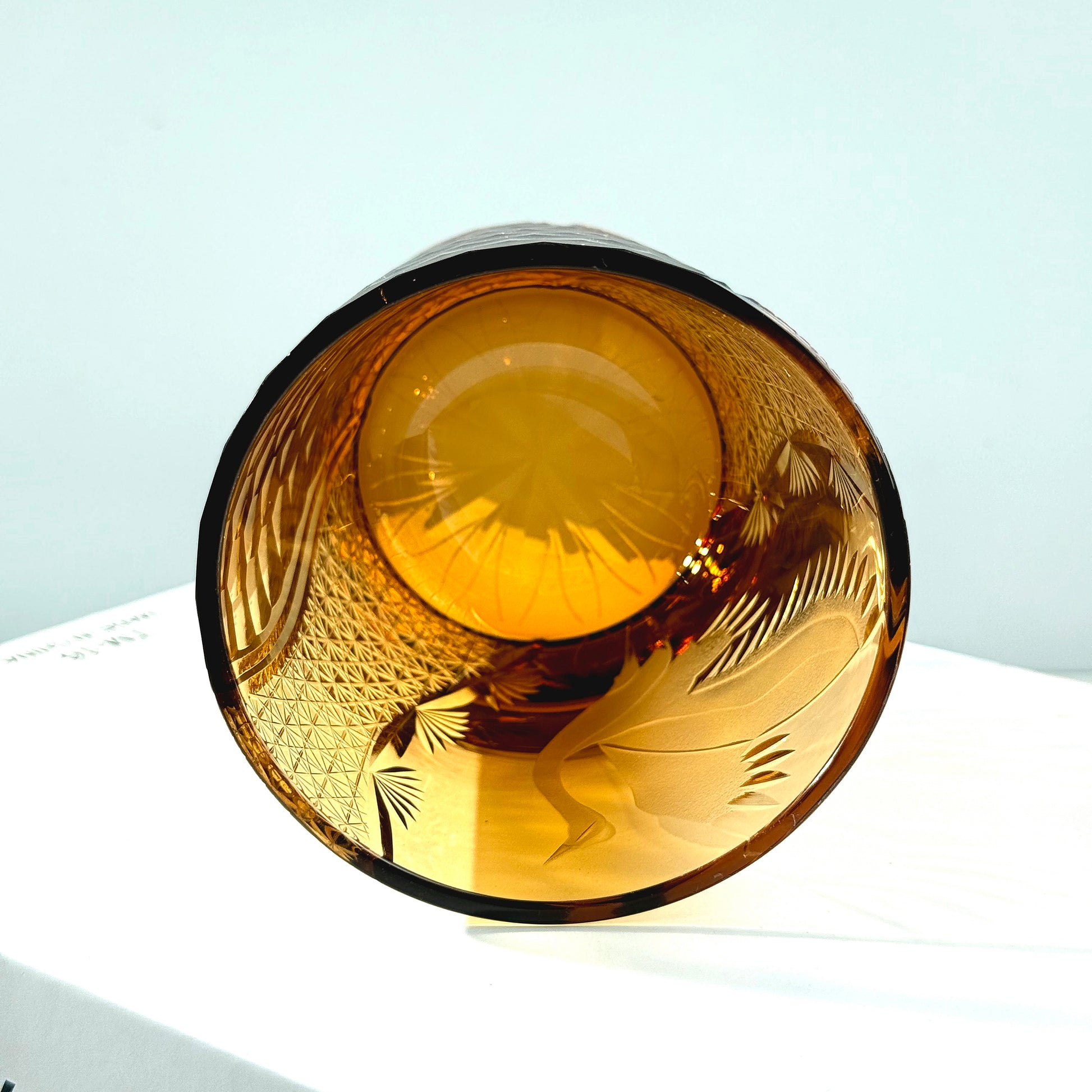 Edo Kiriko Handcrafted Pine & Crane Crystal Whisky Glass with Wooden Box - Je t'aime Resolute