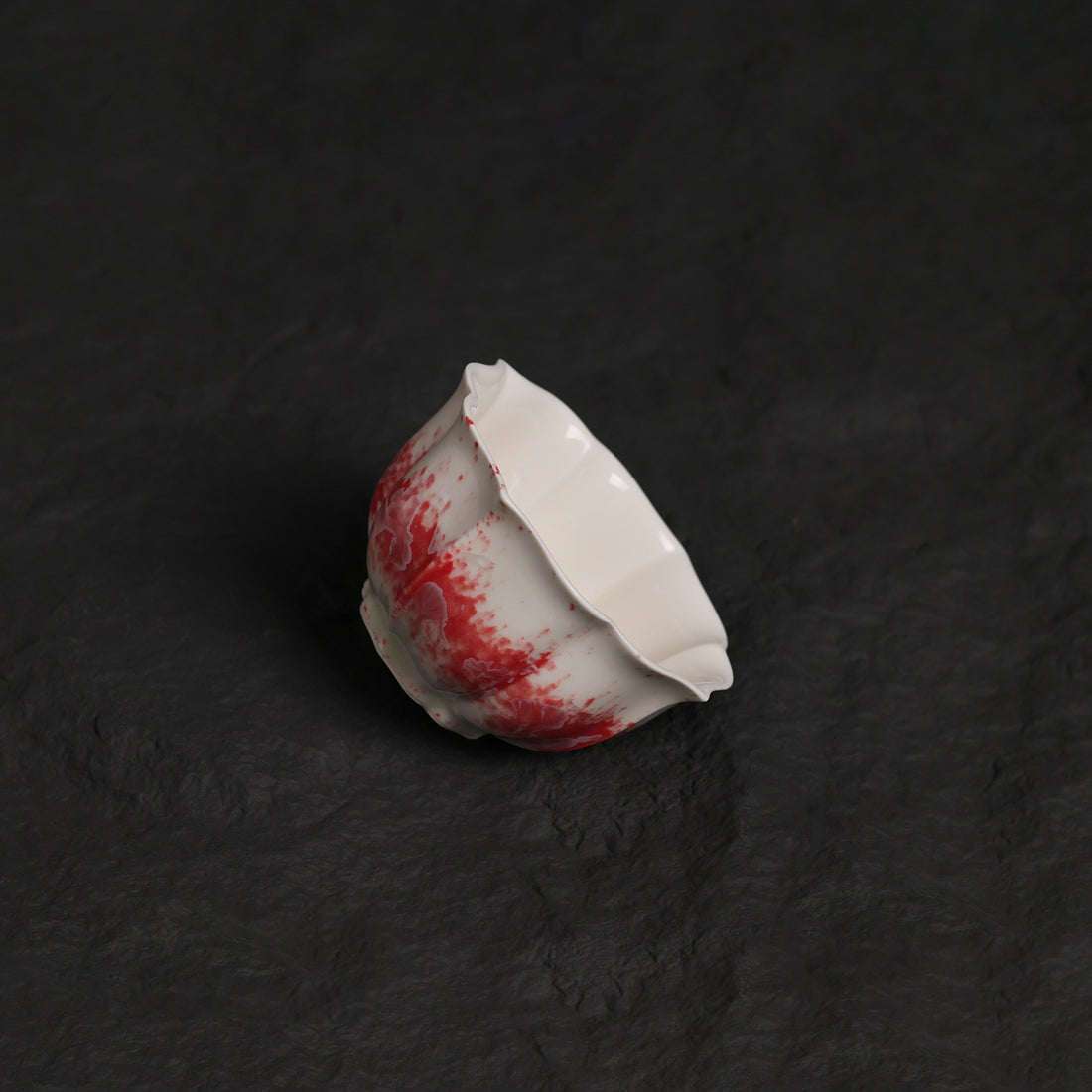 White&Red Crystalline Glaze Handmade Tea Cup – 3.3" Small Ceramic Cup - Je t'aime Resolute