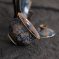 Indigo Bloom | Handmade Ceramic Crystalline Glaze Chinese Tea Bowl & Saucer Set - Je t'aime Resolute