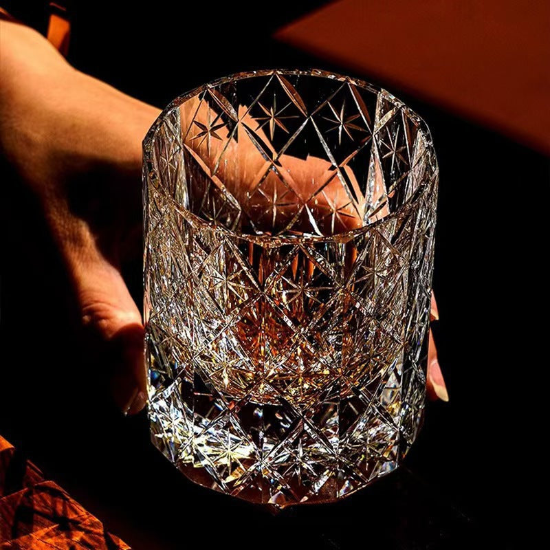 Edo Kiriko Handcrafted  Star Cut Crystal Whisky Glass - Je t'aime Resolute