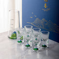 JR Handcrafted Crystal Landscape Shot Glass Set with Decanter Gift Set - Je t'aime Resolute