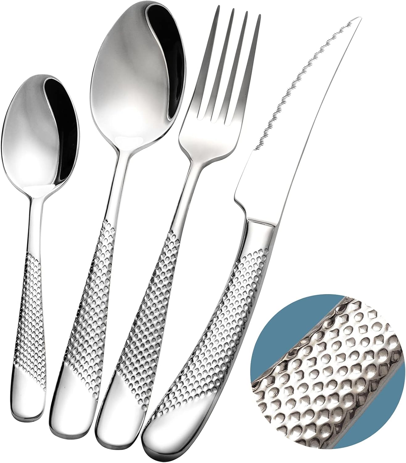 JR Star Diamond Pattern Stainless Steel Cutlery Set (4 pcs) - Je t'aime Resolute