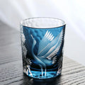 Edo Kiriko Handcrafted Pine & Crane Crystal Whisky Glass with Wooden Box - Je t'aime Resolute