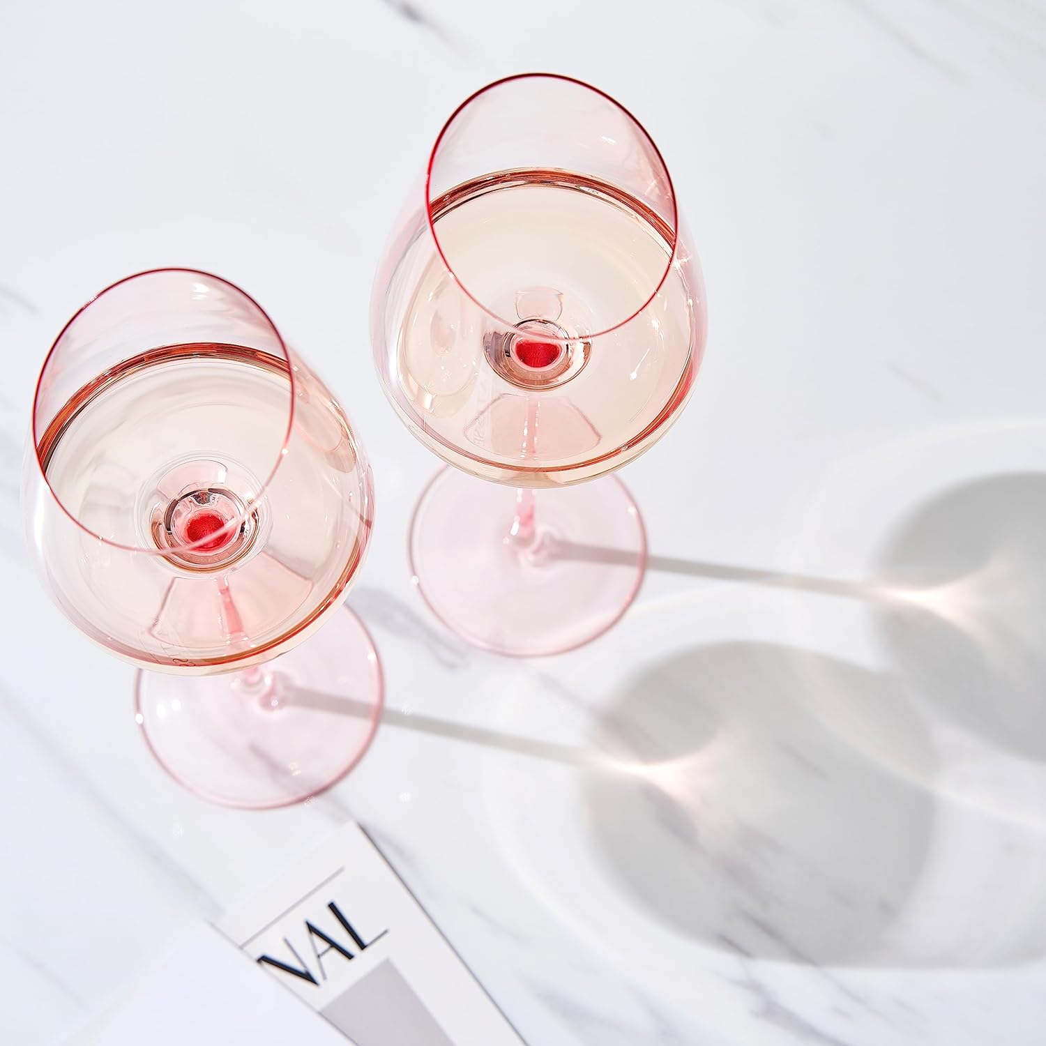 JR Handcrafted Flamingo Red Crystal Goblet for Red Wine and Cocktails - Je t'aime Resolute