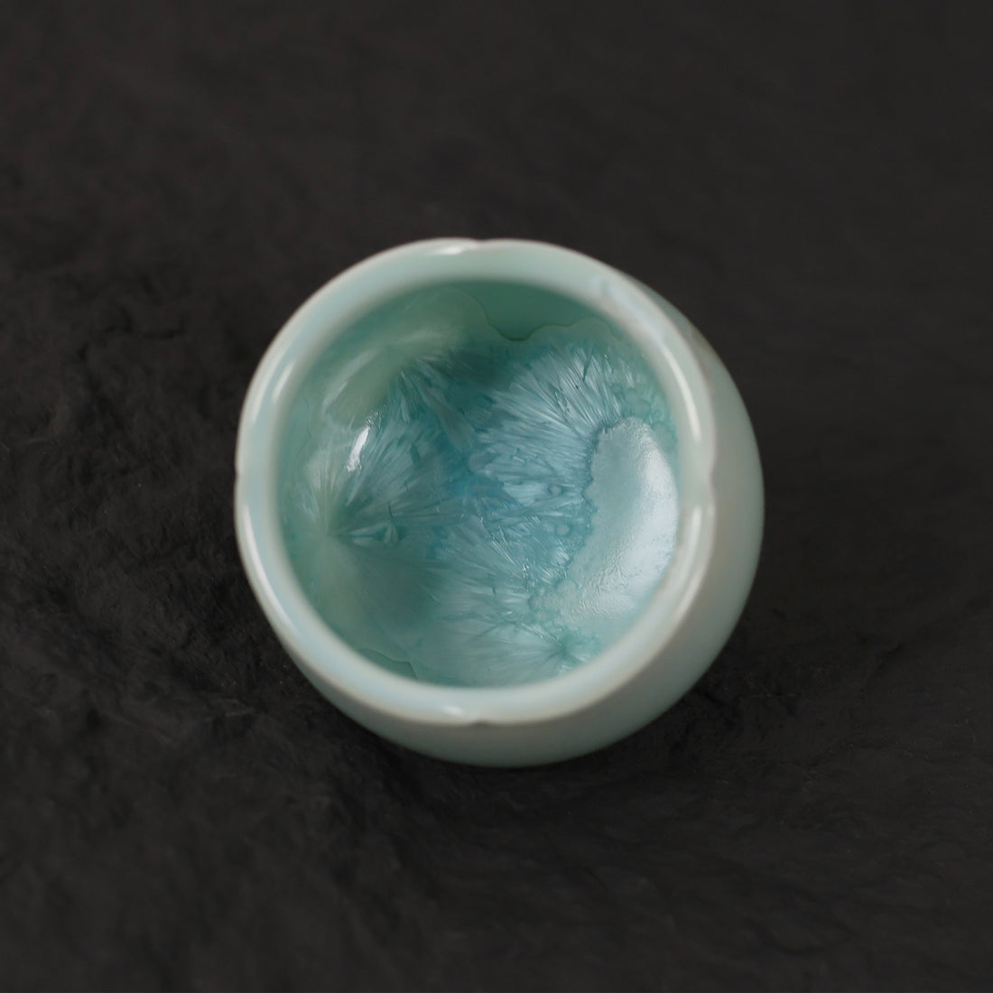 Blue-Green Crystalline Glaze Condiment Dish – 1.97” Handmade Ceramic Sauce Dish - Je t'aime Resolute