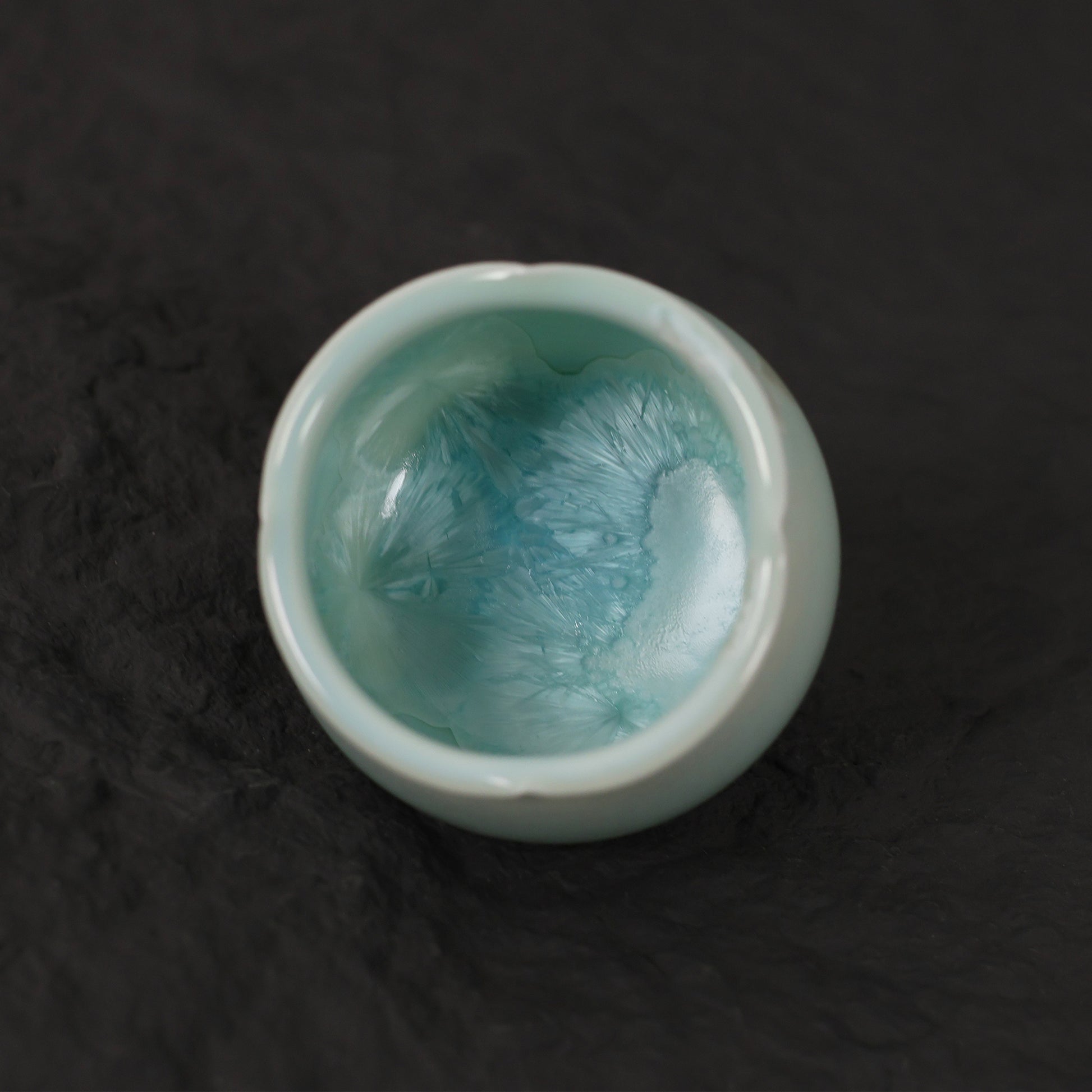 Blue-Green Crystalline Glaze Condiment Dish – 1.97” Handmade Ceramic Sauce Dish - Je t'aime Resolute