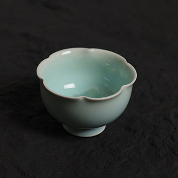 Forzen Lake | Floral Rim Handmade Ceramic Crystalline Glaze Tea Cup - Je t'aime Resolute
