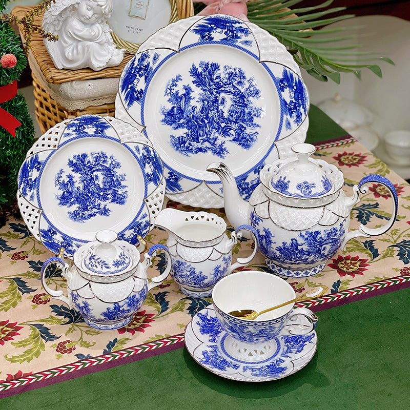 INGRI Blue Porcelain Art Series - Handcrafted Bone China Tea Set - Je t'aime Resolute