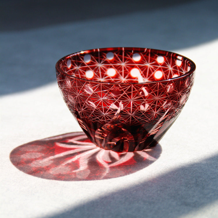 Edo Kiriko Handcrafted Hinata Guinomi Sake Glasses with Wooden Box - Je t'aime Resolute