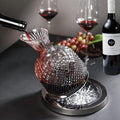 JR Handcrafted Spinning Crystal Wine Decanter with Metal Base - Je t'aime Resolute