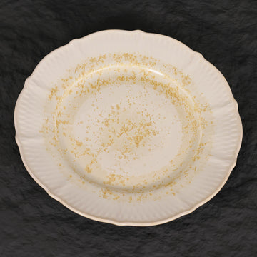 Golden Osmanthus | Handmade Ceramic Crystalline Glaze Dinner Plate with Floral Rim - Je t'aime Resolute