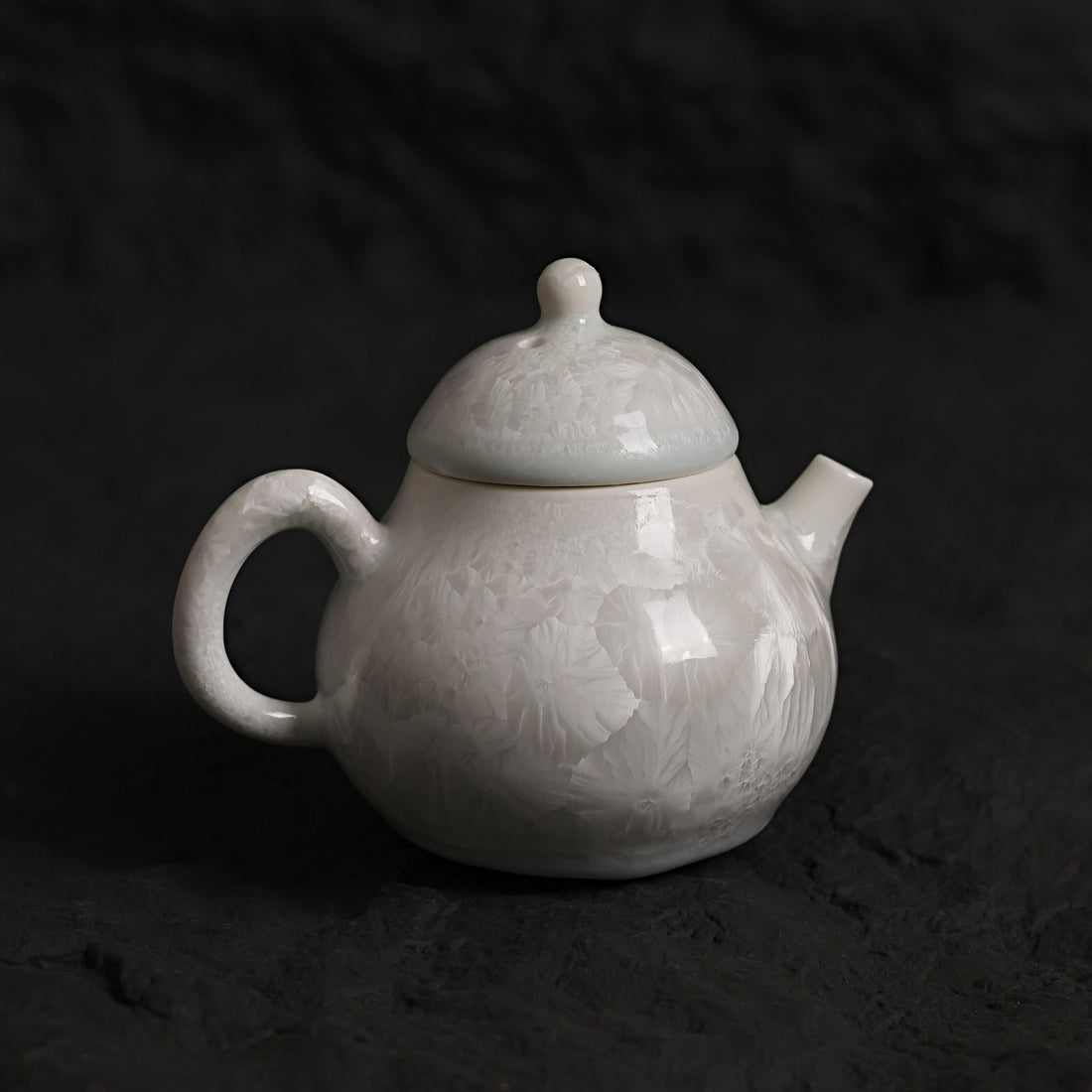 Mini Glacier White Crystalline Glaze Teapot - Je t'aime Resolute
