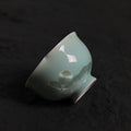 Blue-Green Crystalline Glaze Floral Rim Tea Cup – 3.1” Handmade Ceramic Teaware - Je t'aime Resolute