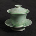 Pistachio Green Crystalline Glaze Floral Bloom Teacup – Handmade Ceramic Tea Cup - Je t'aime Resolute