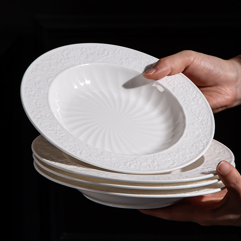 INGRI White Embossed Series – Handcrafted Bone China Tableware - Je t'aime Resolute