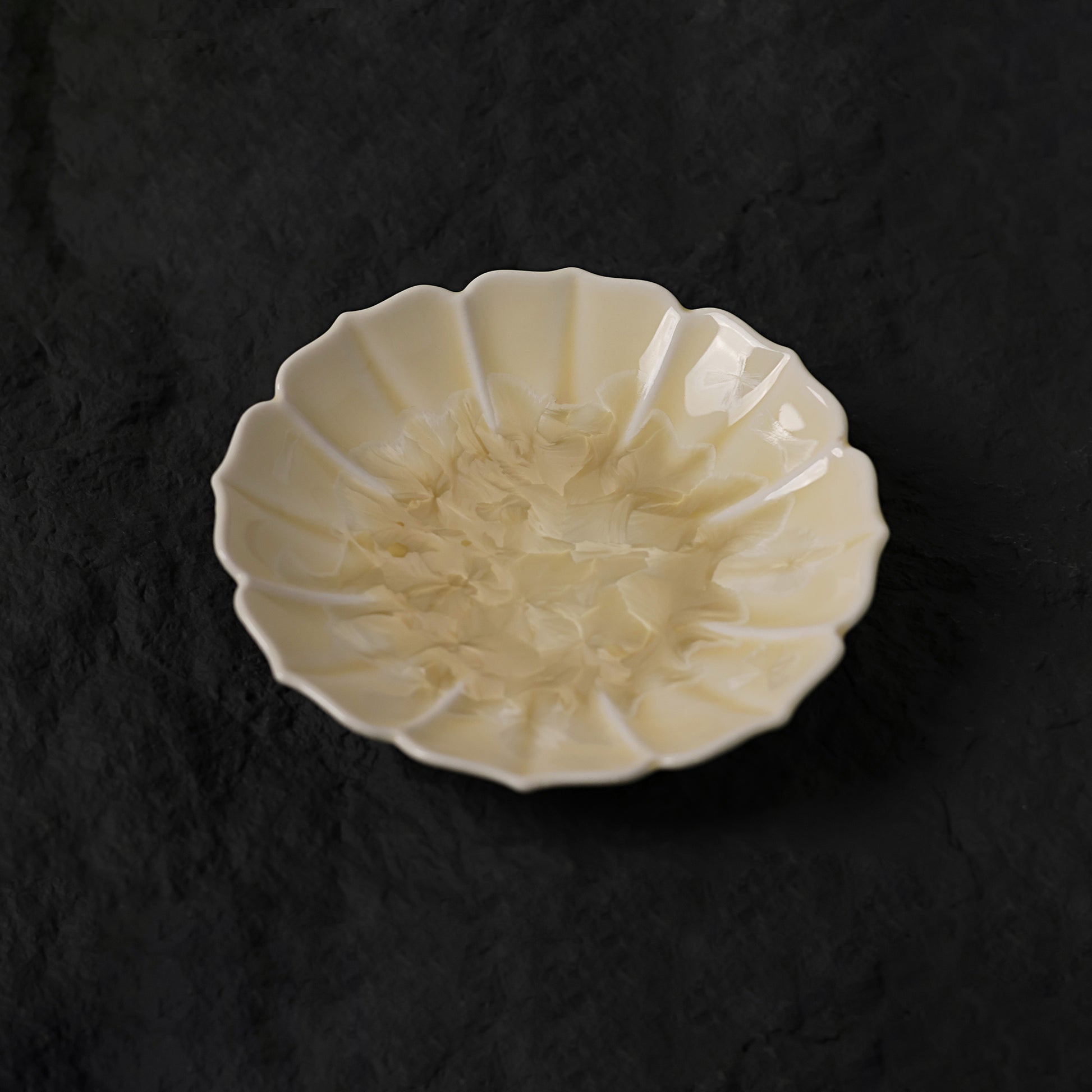 Light Yellow Crystalline Glaze Sunflower Dessert Plate – 3.2” Handmade Petite Ceramic Plate - Je t'aime Resolute