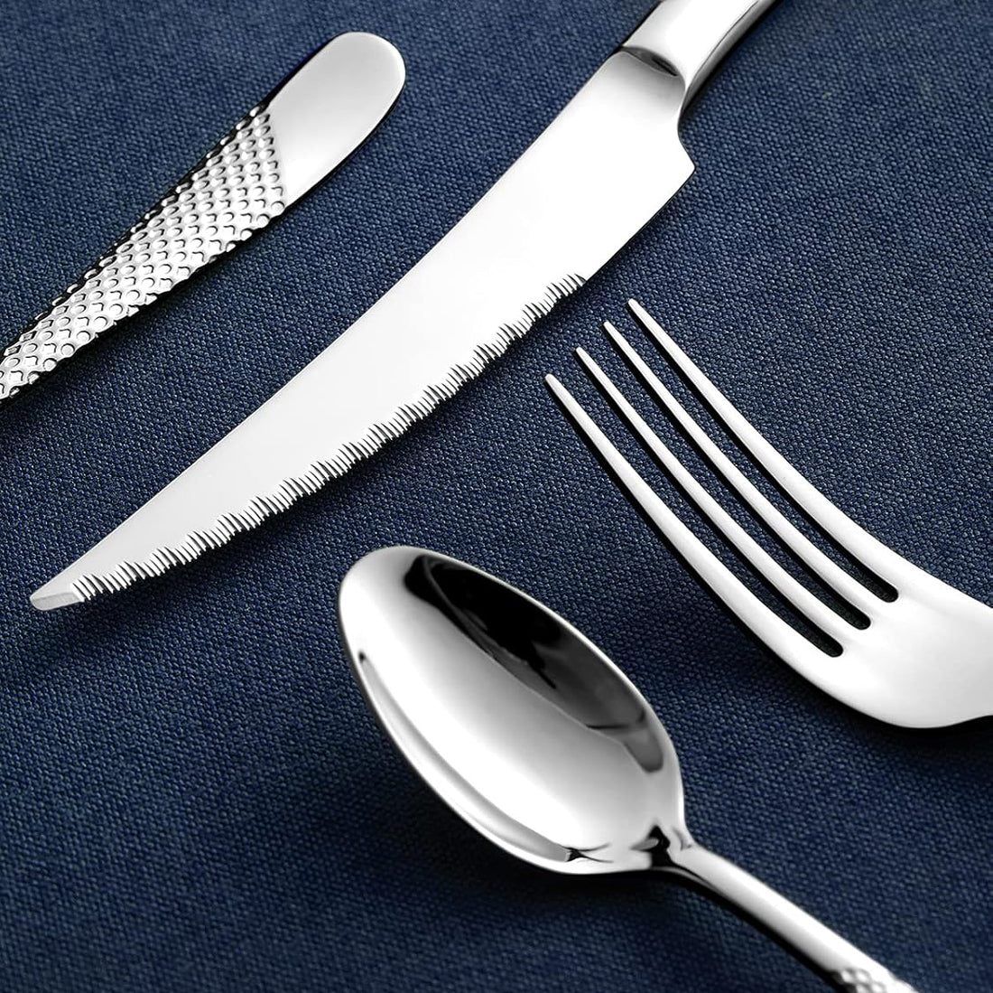 JR Star Diamond Pattern Stainless Steel Cutlery Set (4 pcs) - Je t'aime Resolute