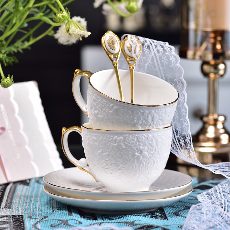 INGRI Floral Embossed Series - Handcrafted Bone China Tea Set with Gift Box - Je t'aime Resolute