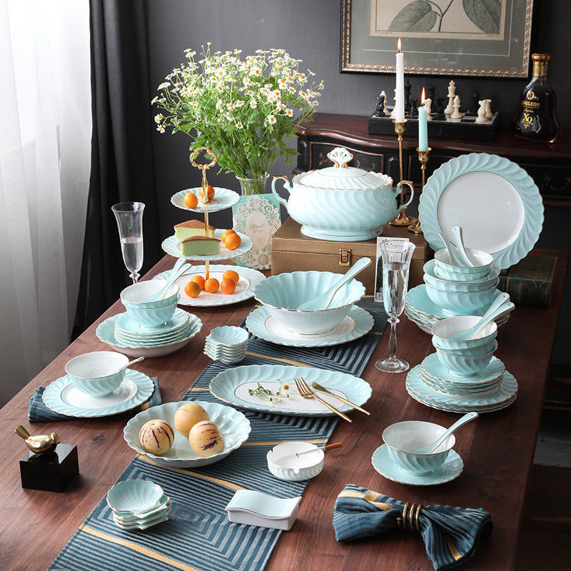 INGRI Ocean Blue Series - Handcrafted Bone China Tableware Set - Je t'aime Resolute