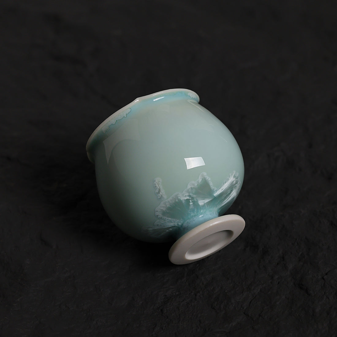 Blue-Green Crystalline Glaze Condiment Dish – 1.97” Handmade Ceramic Sauce Dish - Je t'aime Resolute