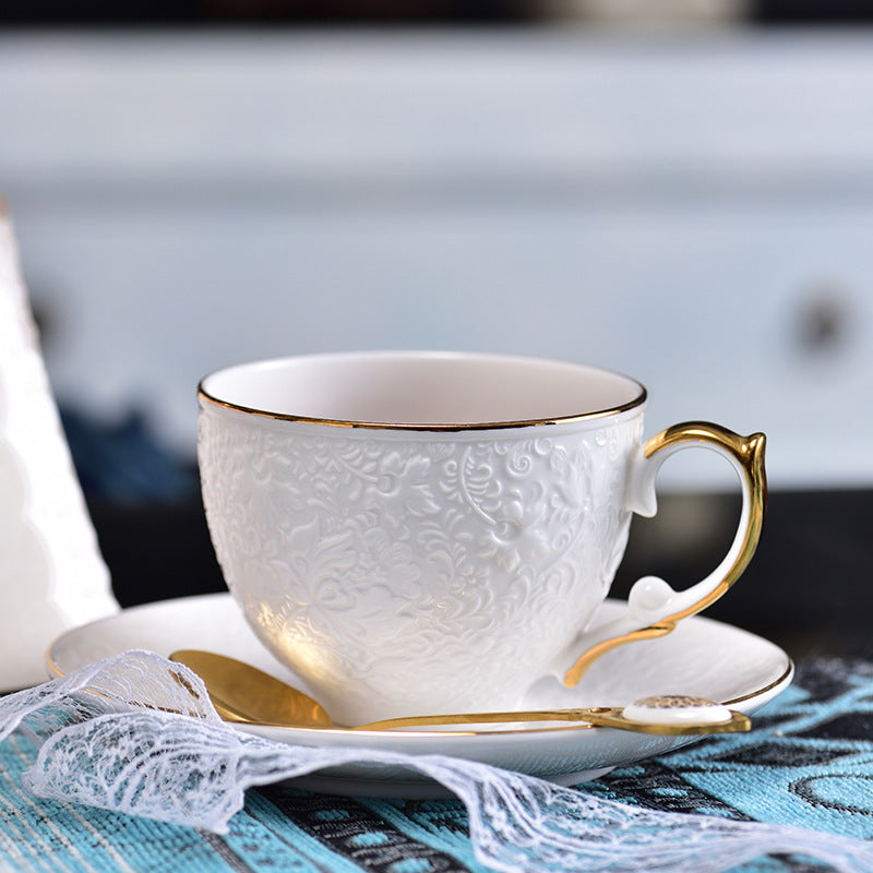 INGRI Floral Embossed Series - Handcrafted Bone China Tea Set with Gift Box - Je t'aime Resolute