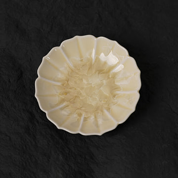 Light Yellow Crystalline Glaze Sunflower Dessert Plate – 3.2” Handmade Petite Ceramic Plate - Je t'aime Resolute