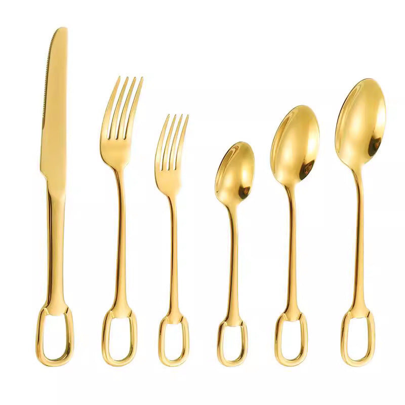 JR Ring-Handled Stainless Steel Cutlery Set (6 pcs) - Je t'aime Resolute