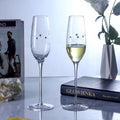 JR Handcrafted Diamond-Engraved Crystal Champagne Glass Set with Gift Box - Je t'aime Resolute