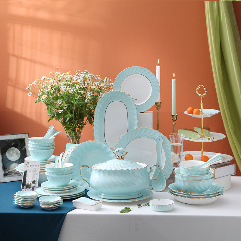 INGRI Ocean Blue Series - Handcrafted Bone China Tableware Set - Je t'aime Resolute